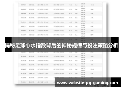 揭秘足球心水指数背后的神秘规律与投注策略分析